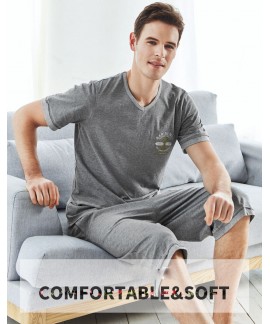 Cotton short sleeved pajamas 100% cotton impact co...