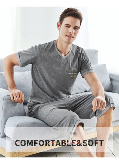 Cotton short sleeved pajamas 100% cotton impact color simple leisure T-shirt