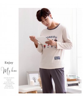 long sleeved mens cotton pj sets for spring cheap ...