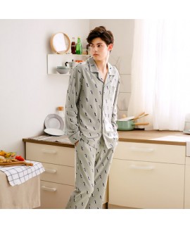 Autumn men's lovely long sleeved cotton softest pyjamas large size home pajama sets