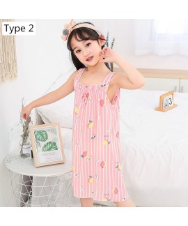 Summer new cotton girl cute fruit stripe print sleeveless nightdress Wholesale and Retail