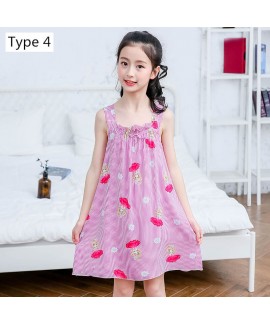 Summer new cotton girl cute fruit stripe print sleeveless nightdress Wholesale and Retail
