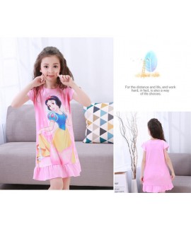 New summer thin children's nightdress short-sleeved princess print ruffle pajamas Wholesale and Retail