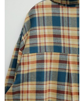 Rihanna Autumn cotton brushed simple plaid long-sleeved women's pajamas