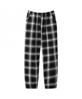 Pure cotton comfortable loose plaid home thin section women's long pajama pants