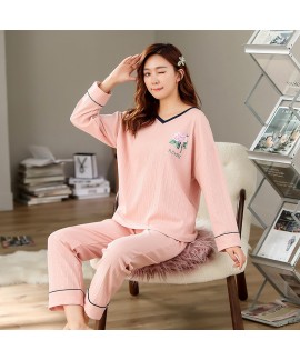 Long Sleeve Spring and Autumn Style Pink Rose Patt...