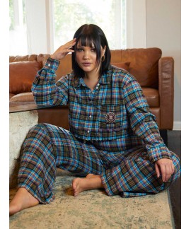 Rihanna Cotton And Flannel lace-up plaid open-back pajama pants