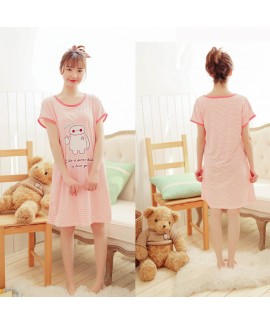 Short sleeve printed ladies pajamas and nightgown ...