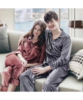 couple pajamas women's velvet long sleeved men's P...