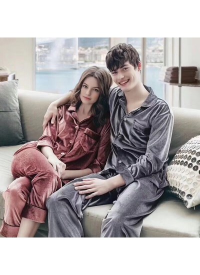 couple pajamas women's velvet long sleeved men's Pajama sets for Autumn and winter 