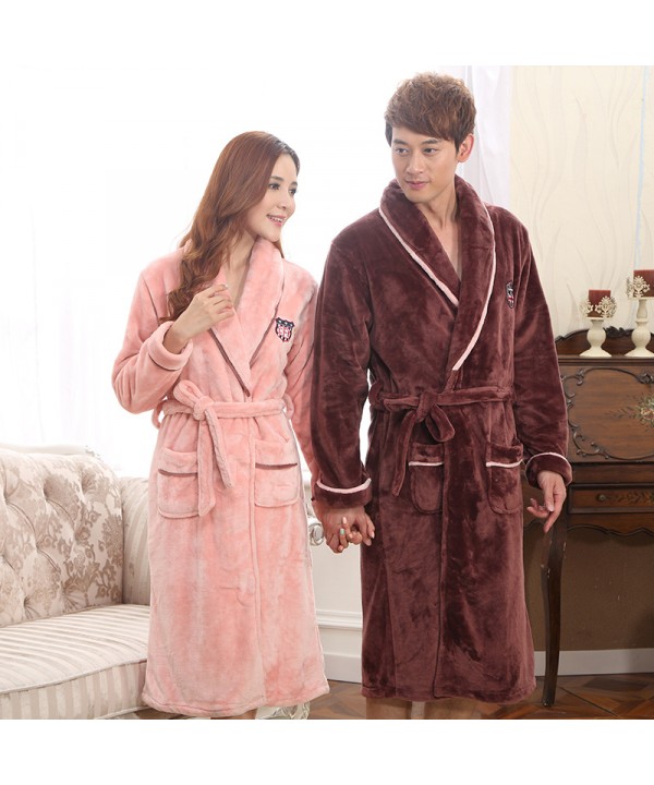Thickened coral velvet pajamas and robe sets comfy flannel pajamas for ...