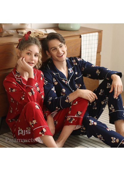 long sleeves cute cotton pajama sets for couple lovely comfy cotton pj sets for spring