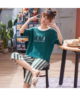 Short-sleeved Pure Cotton Sleepwear Women for Spring and Summer