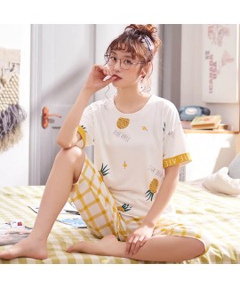 Short-sleeved Pure Cotton Sleepwear Women for Spring and Summer