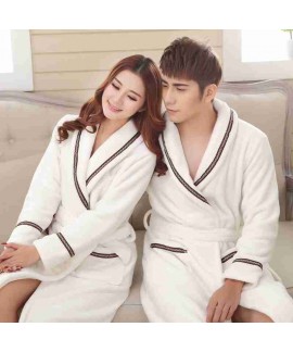 Men's and women's couple models coral fleece thick flannel home bathrobe pajamas