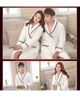 Men's and women's couple models coral fleece thick flannel home bathrobe pajamas