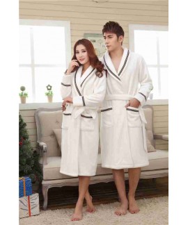 Men's and women's couple models coral fleece thick flannel home bathrobe pajamas