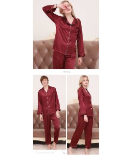 New couple pajamas ice silk long sleeve large size home service suit