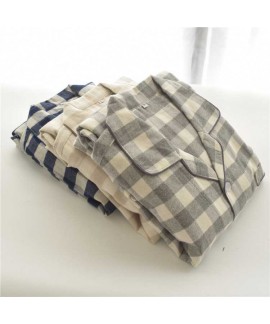 Autumn cotton brushed flannel simple plaid long-sleeved couples casual home service suit