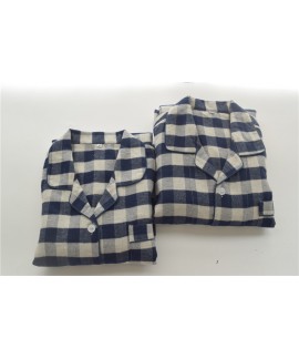 Autumn cotton brushed flannel simple plaid long-sleeved couples casual home service suit