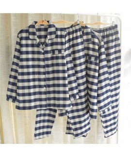 Autumn cotton brushed flannel simple plaid long-sl...