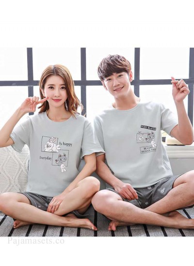 Pure cotton short-sleeved shorts creative style men and women pullover home service