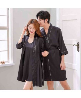 Silk Sensual Home Two-piece Breathable Comfortable Sweet Simple Couple Nightgown