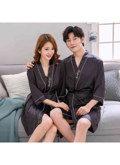 Silk Sensual Home Two-piece Breathable Comfortable Sweet Simple Couple Nightgown