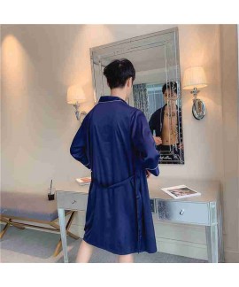 Simulation silk sexy suspenders night skirt Two-piece Female And Male Couple Nightgown
