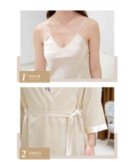 Korean Simulation Silk Men And Women Sexy Couple Home Service Nightgown