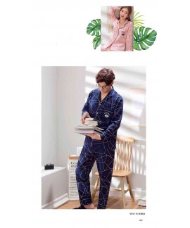 Couple pajamas cotton long-sleeved Korean cardigan thin home service suit