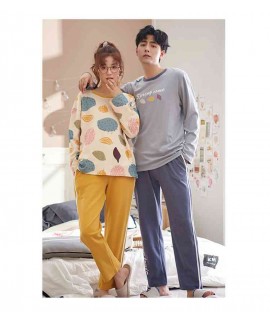 Cotton hedging long-sleeved couple pajamas home service suit factory direct sales