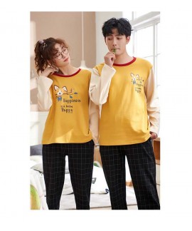 Cotton hedging long-sleeved couple pajamas home se...