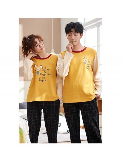Cotton hedging long-sleeved couple pajamas home service suit factory direct sales