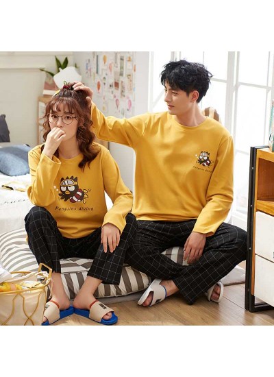 Long-sleeved cotton couple pajamas men and women hedging trend home service wholesale