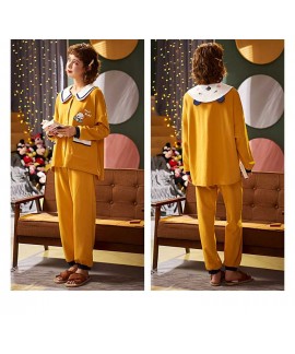 Korean cartoon cute home clothes lapel cardigan sweet mens women pajamas can be worn outside