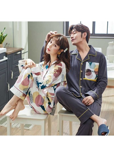 Cotton thin section lovers pajamas long sleeves wear home service suits