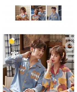 Long-sleeved cotton spring and autumn can be worn outside home service two-piece Couple pajamas suit