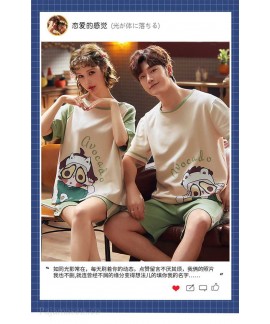 Summer Short-sleeved Korean Fashion Hedging Knitted Cotton Couple Home Clothes can be worn outside