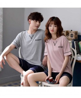 Short sleeve cotton can be worn outside cute couple pajamas casual suit