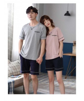 Short sleeve cotton can be worn outside cute couple pajamas casual suit