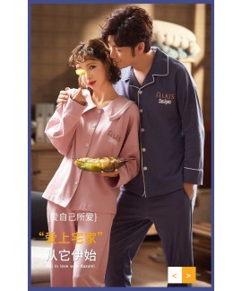 long-sleeved autumn Korean thin style young men and women home clothes can be worn outside