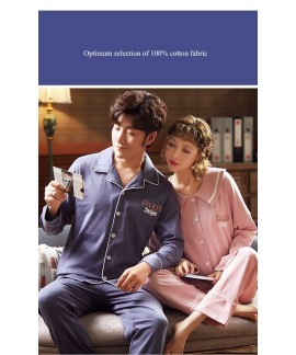 Korean version Couple pajamas long sleeves mens and women home clothing can be worn outside