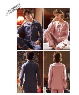 Korean version Couple pajamas long sleeves mens and women home clothing can be worn outside