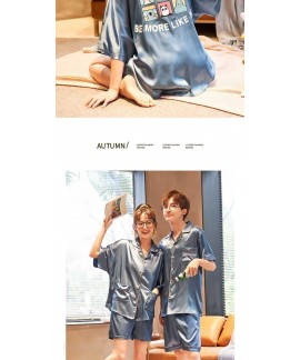 Summer Thin Section Ice Silk Cartoon Net Red Wind Couple Pajamas Home Service Suit