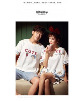 Couple pajamas cotton short-sleeved thin section spring and autumn cute Korean suit home service