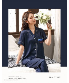 two-piece suit sexy ice silk Korean thin section couple pajamas