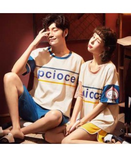 summer short-sleeved cotton thin large size loose men and women two-piece suit home service