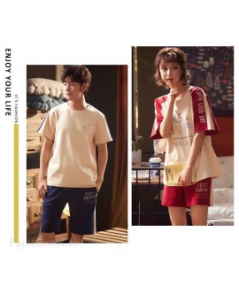 summer short-sleeved cotton thin large size loose men and women two-piece suit home service