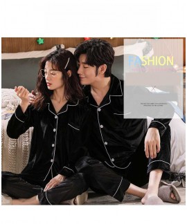 Spring gold velvet plus size korean women's men's couple pajamas home service